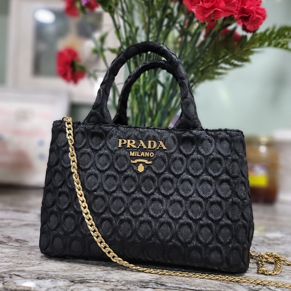 Prada Baroque Mini Tote Chain Bag